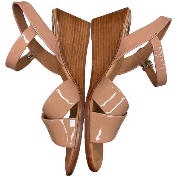 SOFFT Gabella Patent Leather Wedge Sandals Flesh Tone Size 11M - Picture 4 of 9